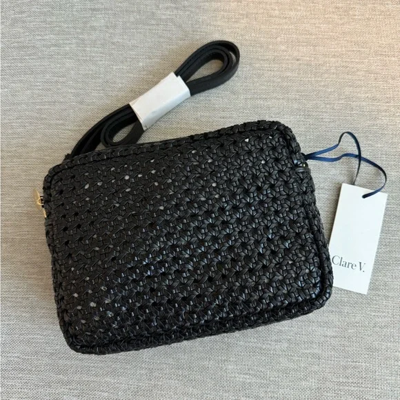 NWT Clare V Midi Sac in Black Ratan Leather - Picture 4 of 6